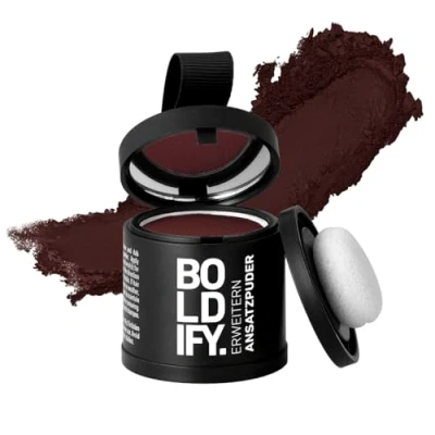 Abbildung von BOLDIFY Ansatzpuder Haaransatz Ausbessern &amp; Haarausfall Abdecken, Sofortige Grauabdeckung für 48 Stunden Fleckenfreier Haarpuder Männer Frauen, Haarfasern/Haartopper Alternative (Dunkelrotbraun)