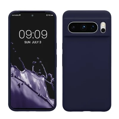 Abbildung von kwmobile Hülle kompatibel mit Google Pixel 8 Pro Silikon Handy Case Handyhülle weiche Oberfläche kabelloses Laden Deep Ocean