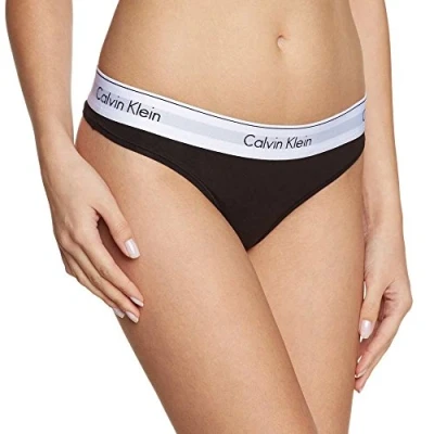 Abbildung von Calvin Klein Damen String Thong Unterwäsche, Schwarz (Black), M