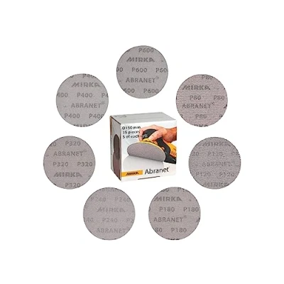 Abbildung von Mirka Abranet Netzschleifscheiben Ø 150 mm Klett / Mix Pack 5 von jeder Körnung 80, 120, 180, 240, 320, 400, 600 35 Stk Für alle 150mm Exzenterschleifer und Schleifmaschinen