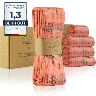 Abbildung von olalao Nachfüllfolie für Windeleimer 8 Pack kompatibel mit Nachfüllkassetten von Tommee Tippee Twist &amp; Click und weiteren (8 Stück)