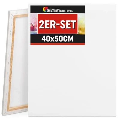 Abbildung von Zenacolor Leinwand Zum Bemalen 40x50 Set aus 2 Canvas Geeignet für alle Arten von Farben auf Leinwänden