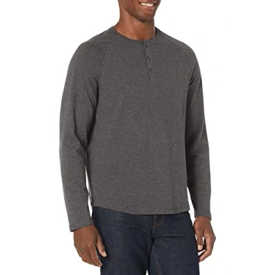 Abbildung von Amazon Essentials Herren Henley Shirt mit langen Ärmeln und normaler Passform (erhältlich in Übergrößen), Dunkelgrau Meliert, XXL