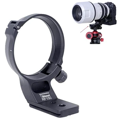 Abbildung von iShoot Stativhalterung, Ringlinsenhalsband, kompatibel mit Canon RF 100500 mm f/4.57.1L ist USM, Objektivhalterung, Unterseite Arca Swiss Fit Kamera Schnellwechselplatte, Schwalbenschwanzrille