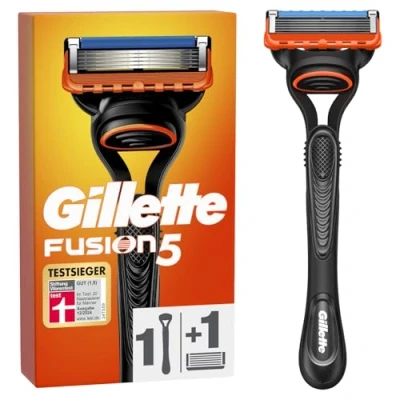 Abbildung von Gillette Fusion 5 Nassrasierer Herren, Rasierer + 1 Rasierklinge, mit Gleitstreifen für eine gründliche Rasur, Geschenk Männer