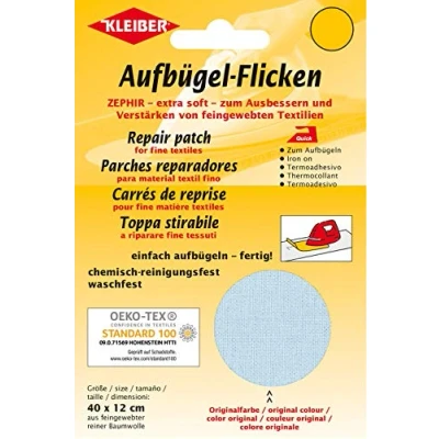 Abbildung von Kleiber + Co.GmbH Aufbügel Flicken Zephir, hellblau, ca. 40 cm x 12