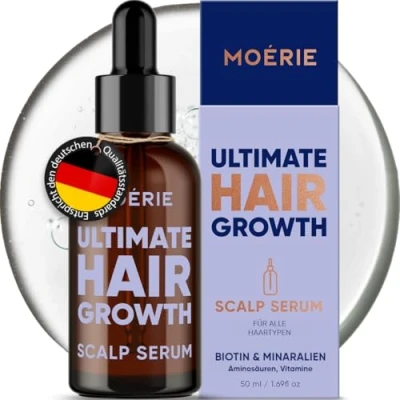 Abbildung von MOERIE Hair Growth Serum 50ml zum Haarwachstum beschleunigen &amp; gegen Haarausfall bei Frau Haarwuchsmittel Kopfhaut Haar Wachstum Haarserum Öl Anti Haaröl Scalp Oil