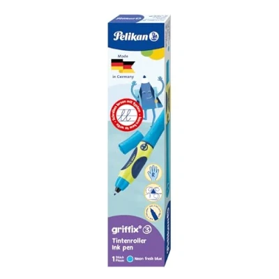 Abbildung von Pelikan 820448 griffix Tintenschreiber für Rechtshänder, NeonFreshBlue, 1 Stück in Faltschachtel