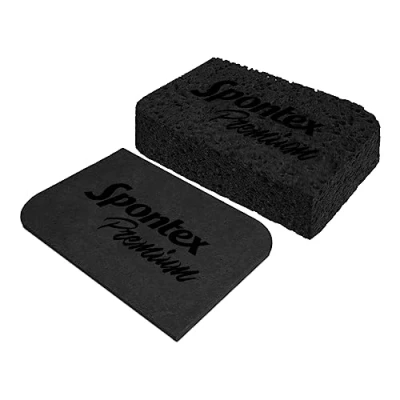 Abbildung von SPONTEX PREMIUMQuellschwamm, schwarz, 3er Pack, aus 100% biologisch abbaubarer Zellulose, robust und saugstark, aufgequollen ca. 108 x 68 30 32 mm
