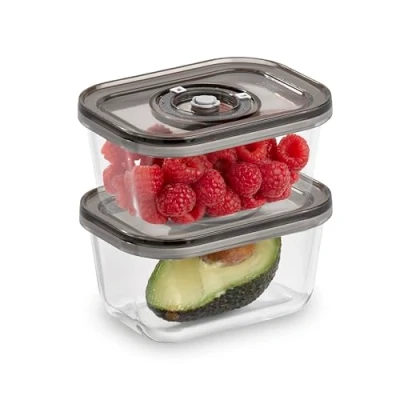 Abbildung von CASO VacuBoxx Eco Duo S Vakuum Frischebehälter / 2 Behälter mit je 500 ml für druckempfindliche und flüssige Lebensmittel BPA Frei hitzebeständig, spülmaschinenfest, gefriergeeignet