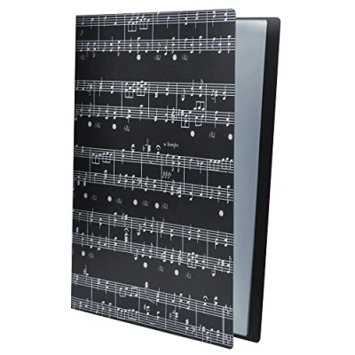 Abbildung von PUNK A4 Größe Musik Tabelle Datei Ordner Dokumente Halter Aufbewahrung 40 Taschen (Music Sheet Black)