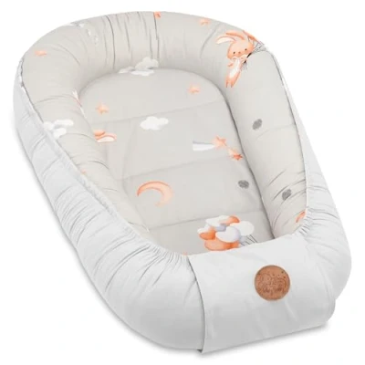 Abbildung von Babynest babynestchen neugeborene mit tragegriff 90 x 50 cm baby nestchen tragbar nest für bett kinder kuschelnest coccon Jungen und Mädchen Kaninchen