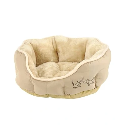 Abbildung von Dehner Lieblinge Hundebett und Katzenbett Sammy, oval, ca. 57 x 52 14 cm, Polyester, beige