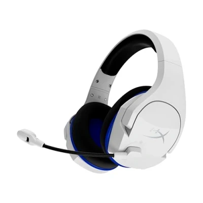 Abbildung von HyperX Cloud Stinger Core, Kabelloses Gaming Headset, 2,4 GHz, kompatibel mit PS5, PS4 und PC, leicht, robuste Stahlschieber, Mikrofon Geräuschunterdrückung, integrierte Audiosteuerung, Weiß