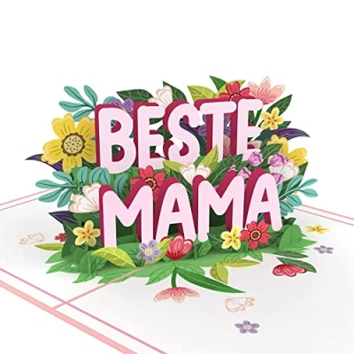 Abbildung von papercrush® Pop Up Karte Muttertag „Beste Mama 3D Muttertagskarte mit Spruch &amp; Blumen für beste Mutter der Welt, Glückwunschkarte Geburtstag oder Schwangerschaft, Geburtstagskarte Frauen