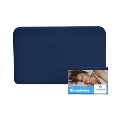 Abbildung von Kissenbezug 40x25 Nachtblau Einzelpack, Perfekt für VOLAR Reisekissen, Mako Baumwolle (Double Jersey), Bügelfrei &amp; trocknergeeignet, Kissenhülle mit Reißverschluss, Oeko Tex Zertifiziert