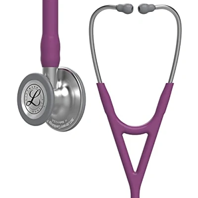 Abbildung von 3M Littmann Cardiology IV Stethoskop für die Diagnose, Bruststück in Standardausführung, pflaumenfarbener Schlauch, Schlauchanschluss und Ohrbügel aus Edelstahl, 69 cm, 6156