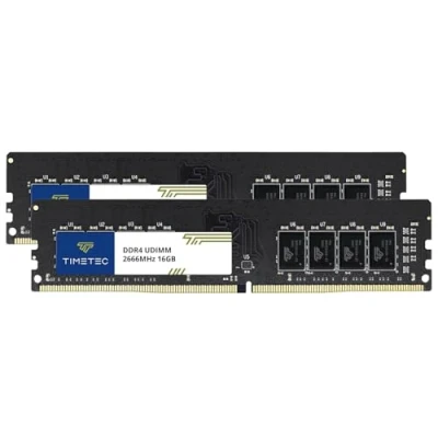 Abbildung von Timetec 32GB KIT (2x16GB) DDR4 2666MHz PC4 21300 Non ECC Unbuffered 1.2V CL19 2Rx8 Dual Rank 288 Pin UDIMM Desktop Memory RAM Module Upgrade (32GB KIT(2x16GB))