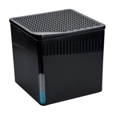 Abbildung von WENKO Raumentfeuchter Cube, Luftentfeuchter mit 1 kg Block (Calciumchlorid), nachfüllbar, 16,5 x 15,7 cm, Schwarz