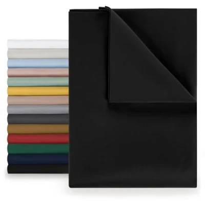 Abbildung von Blumtal® Basic Betttuch 180x275 cm für Matratzen 120x200 Bettlaken ohne Gummi OEKO TEX zertifiziertes Leintuch aus gebürstetem Microfaser 120 x 200 in Schwarz