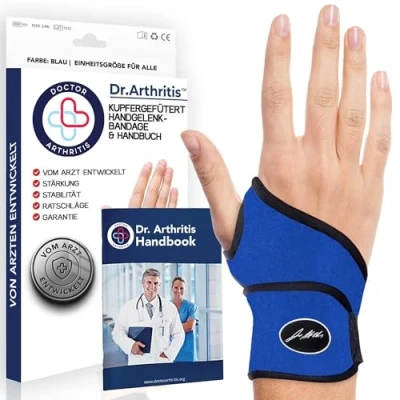 Abbildung von Dr. Arthritis Von Ärzten Entworfen, Leichte Handgelenk Bandage, Handgelenkstütze/Sehnenscheidenentzündung Bandage/Karpaltunnel Schiene, Handbandage Rechts/Links [Blau, Einzelpackung]