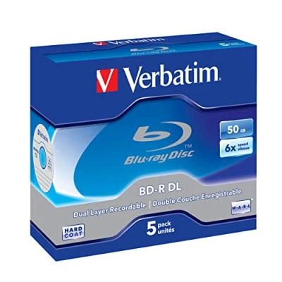Abbildung von Verbatim BD R Dual Layer Blu ray Rohlinge 50 GB, Disc mit 6 facher Schreibgeschwindigkeit, Kratzschutz, 5er Pack Jewel Case, Disks für Video und Audiodateien