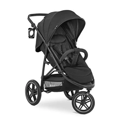 Abbildung von hauck Buggy Rapid 3R für Kinder bis 22 kg, Gummi Reifen, Klein Zusammenklappbar, UV Schutz 50+, mit Schlaffunktion ab Geburt, Höhenverstellbarer Schieber, Großer Korb 3 kg (Black)