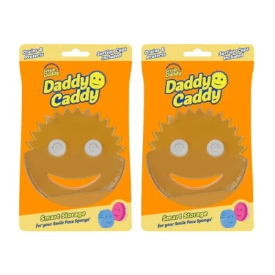 Abbildung von Scrub Daddy Caddy Schwammhalter Küchenspüle Organizer für Daddy/Mommy Reinigungsschwämme und Küchenschwamm Schnell trocknende Halterung Spüle, Bad, Hauswirtschaftsraum x2