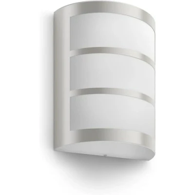 Abbildung von Philips Python LED Outdoor Wandleuchte (5,5 W), wetterfeste Außenleuchte mit warmweißem Licht, energiesparende Beleuchtung, Edelstahl