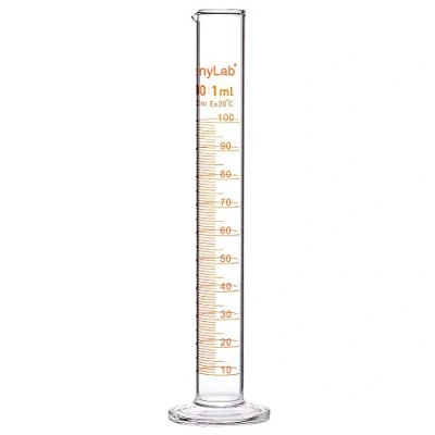 Abbildung von stonylab 1er Pack Messzylinder, Borosilikatglas 100 ml Glass Cylinder Schwere Mauer Graduiertes Glas Messzylinder