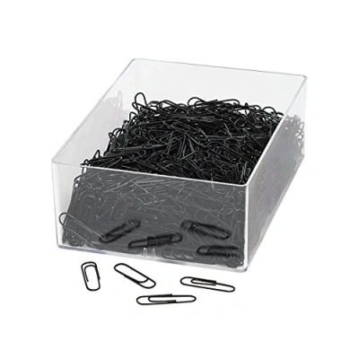 Abbildung von Wedo 901244601 Büroklammer (aus Metall 27 mm, kunststoffummantelt, in Klarsichtdose) 1000 Stück, schwarz