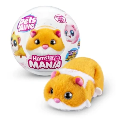 Abbildung von Pets Alive Hamster Mania von ZURU, Orange Hamster, Pet Nurture, Kuscheltier, Real Alive, 20+ Sounds Interaktiv, Elektronisches Haustier, (Orange)