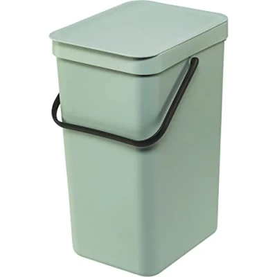 Abbildung von Brabantia Sort &amp; Go Abfallbehälter 16L Mittelgroßer Recyclingbehälter Tragegriff Pflegeleicht Auch für die Wandmontage Geeignet Küchenmülleimer Jade Green 22 x 28 40 cm