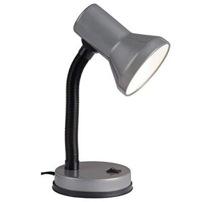 Abbildung von Brilliant Tischlampe Mit Flexarm in grau Tischleuchte eintsellbarem Kopf einfaches Ein und ausschalten durch Kippschalter E27 Fassung, für LED Leuchtmittel geeignet (wechselbar)