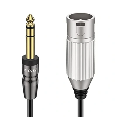 Abbildung von J&amp;D 6,35 mm TRS auf XLR Kabel, Kupfergehäuse, vergoldet, symmetrisches (1/4 Zoll) Stereo Stecker Stecker, 1/4 Gitarrenkabel 1,8 Meter