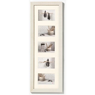 Abbildung von walther design Bilderrahmen cremeweiss 5X 10x15 cm Galerie mit Passepartout, Home Holzrahmen HO515W