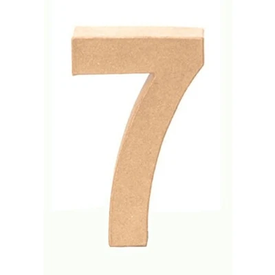 Abbildung von GLOREX 6 2029 137 Papp Zahl 7, aus brauner Pappe, ca. 17,5 X 5,5 cm groß, zum bemalen und bekleben, für Serviettentechnik Décopatch, ideal als Dekoration, Natur