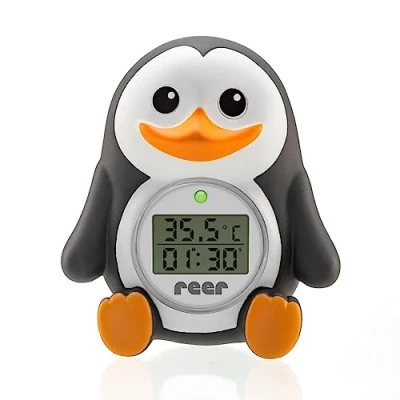 Abbildung von Reer Baby Thermometer für die Badewanne mit süßem Unterwasserwelt Motiv, kindersicheres Bade Pinguin