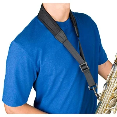 Abbildung von ProTec NLS310M Nackengurt mit Metallschnalle, 56 cm, für das Saxophon, aus Leder, Schwarz