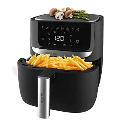 Abbildung von Cecotec Heißluftfritteuse 5,5 L Cecofry Advance Precision. 1700 W, ölfreie Diätfritteuse, Edelstahlfinish, Integrierter Waage, Temperaturregelung, 8 Modi, Betriebstimer