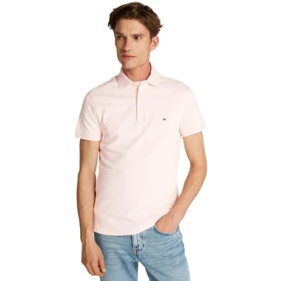 Abbildung von Tommy Hilfiger Herren Poloshirt Kurzarm 1985 Slim Fit, Rosa (Light Pink), XS