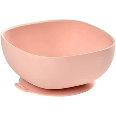 Abbildung von BÉABA Schüssel aus Silikon mit Saugnäpfen Für Baby und Kleinkind Rutschfest Haftet perfekt auf dem Tisch Essbrett des Hochstuhls Mikrowellengeeignet Rosa