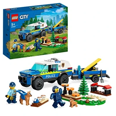 Abbildung von Lego 60369 City Mobiles Polizeihunde Training, Polizeiauto Spielzeug mit Anhänger, Hunde und Welpenfiguren, Tier Set für Kinder ab 5 Jahren