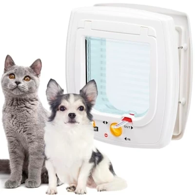 Abbildung von Ferplast Hundeklappe, Katzentür, Katzenklappe für Katzen und Kleine Hunde, 4 wege steuerbarer Ein Ausgang, Pendeltür mit Schutz vor Zugluft, Teiltunnel, SWING 5 Haustierklappe, Weiß
