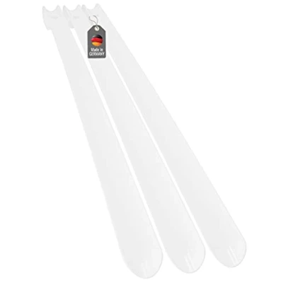 Abbildung von Lantelme 3 Stück Schuhanzieher 65cm Farbe weiß mit Farbauswahl Kunststoff Schuhlöffel Xl Lang und stabil Schuhanziehhilfe (Weiß)