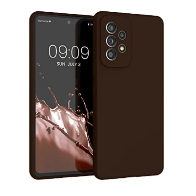 Abbildung von kwmobile Hülle kompatibel mit Samsung Galaxy A53 5G Silikon Handy Case Handyhülle weiche Oberfläche kabelloses Laden Chocolate