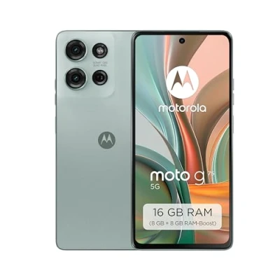 Abbildung von Motorola Moto g75 5G Smartphone (6,78&quot; FHD+ Display, 50 MP Kamera, 8/256 GB, 5000 mAh, Android 14) Succulent Green (Veganes Kunstleder), inkl. Schutzcover [Exklusiv bei Amazon]