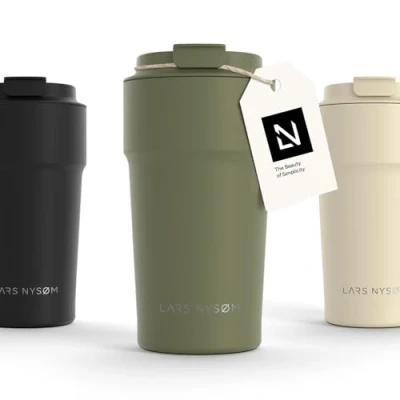 Abbildung von LARS NYSØM Thermo Kaffeebecher to go 500ml Travel Mug 0,5 Liter mit Isolierung Auslaufsicherer Edelstahl Thermobecher für Kaffee und Tee unterwegs Teebecher (Olive Green, 500ml)
