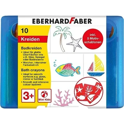 Abbildung von Eberhard Faber 524110 Badkreide Set, 10 Badewannenstifte und 5 Schablonen, rückstandslos abwaschbar
