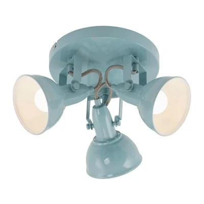 Abbildung von Briloner Leuchten Deckenleuchte, Deckenlampe mit 3 dreh und schwenkbaren Spots im retro / vintage Design, Fassung: E14 max. 40 Watt, Metall, Maße: 21x15.6 cm, Farbe: mint weiß